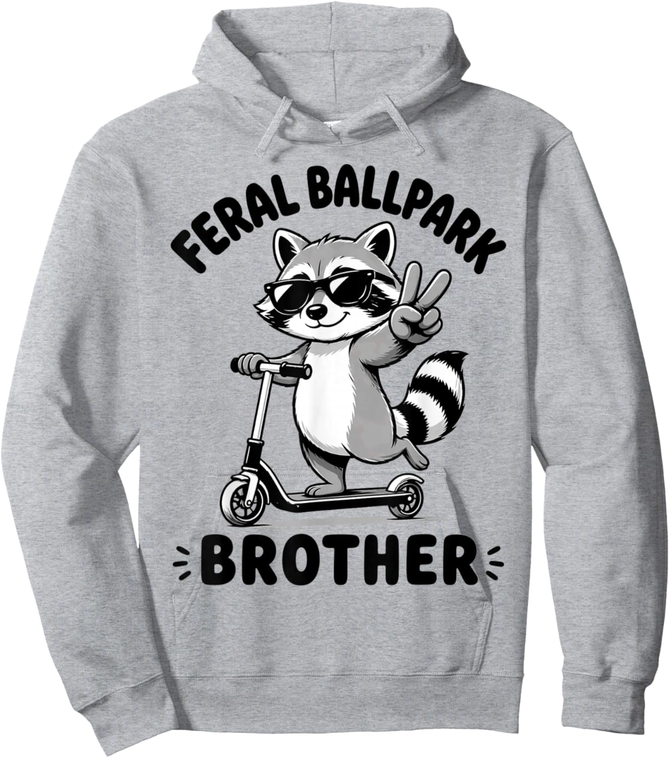 Raccoon and Scooter Feral Ballpark Brother Ballfield Sibling Hoodie - Hoodie | Ash