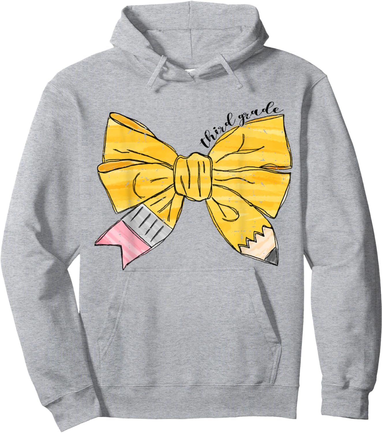 Coquette Bow Pencil Third Grade Kids Girls Back To School Hoodie - Hoodie | Ash
