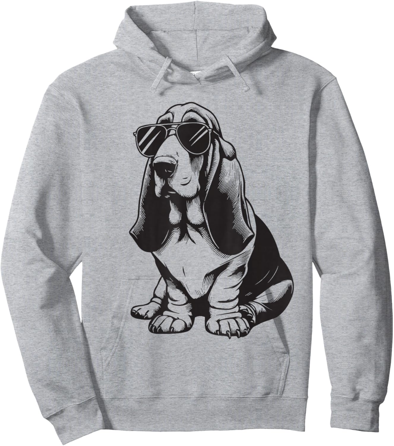 Dog Basset Fun with Sunglasses Hoodie - Hoodie | Ash
