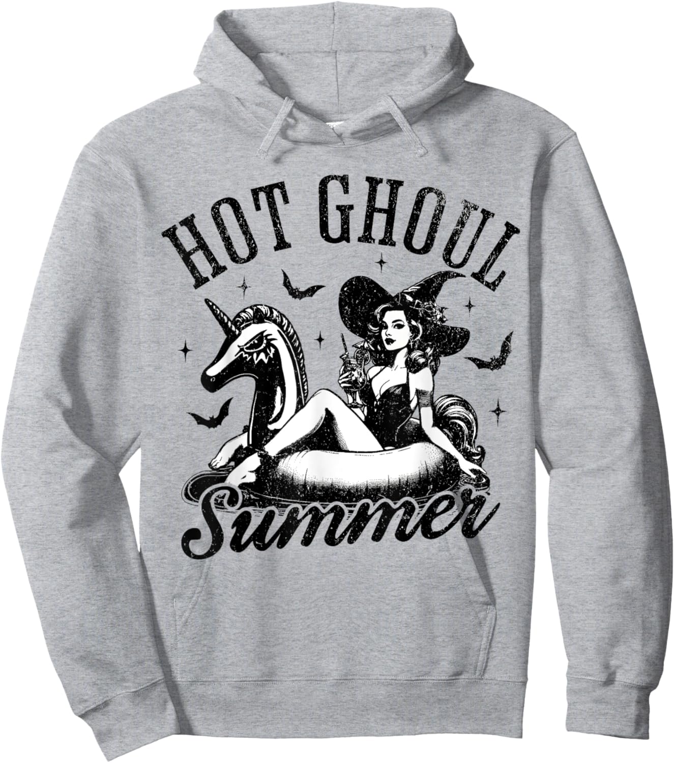 Hot Ghoul Summer Funny Witch Spooky Summer Vacation Hawaii Women Girls Kids Hoodie - Hoodie | Ash