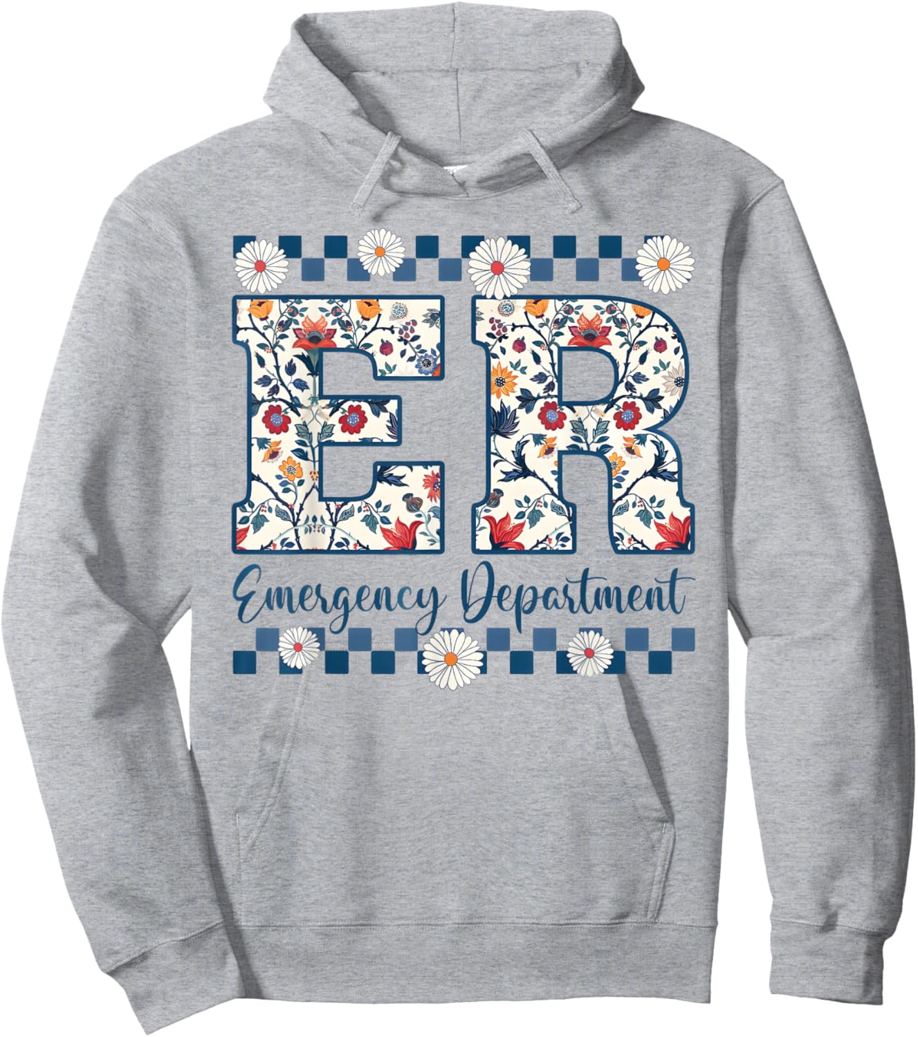 Floral ER Nurse Emergency Department Emergency Room RN Hoodie - Hoodie | Ash