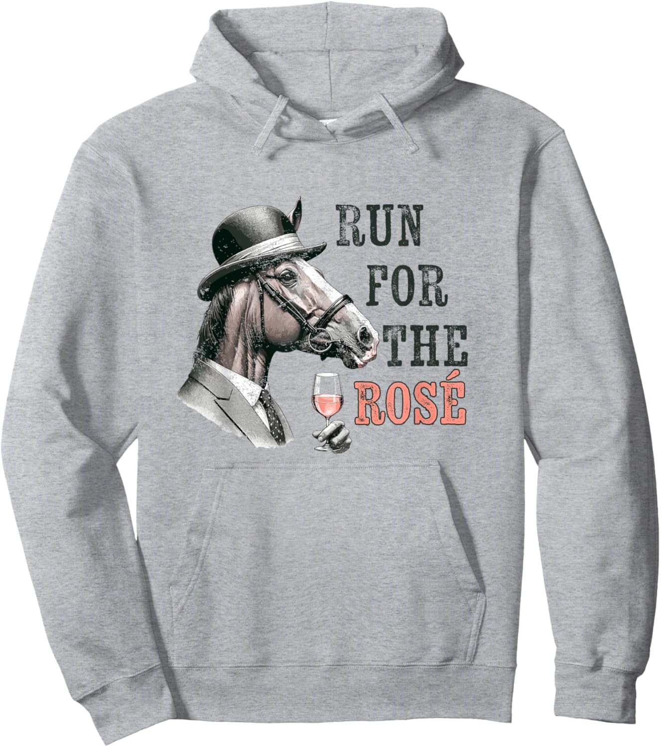 Dapper Derby Horse Sipping Rosé Wine Race Day Party Hoodie - Hoodie | Ash