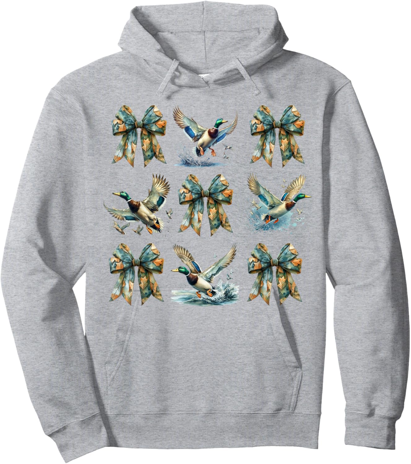 Camouflage Coquette Bow and Mallard Duck Hunting Design Hoodie - Hoodie | Ash