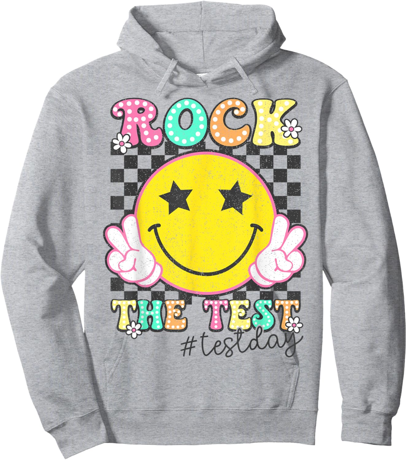 Rock The Test Testing Day Retro Motivational Teacher Student Hoodie - Hoodie | Ash