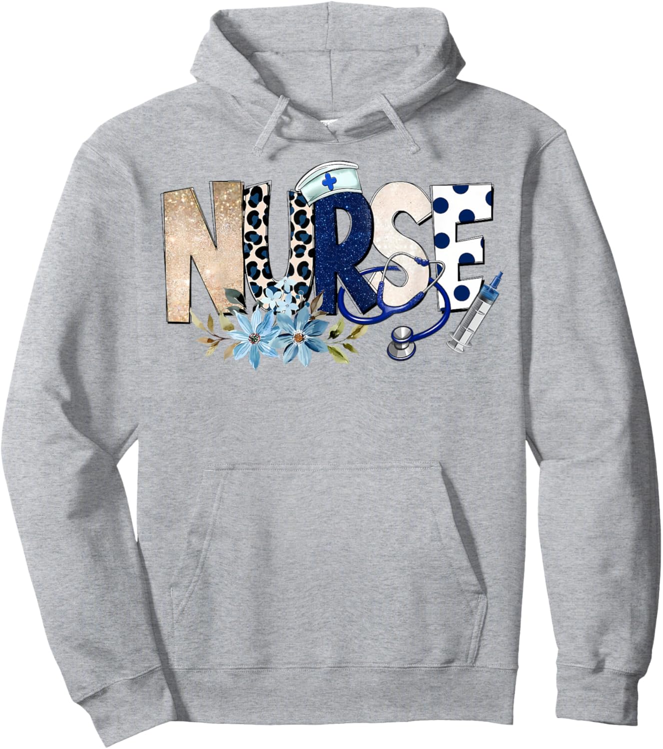 Nurse Life Floral Flowers Hoodie - Hoodie | Ash