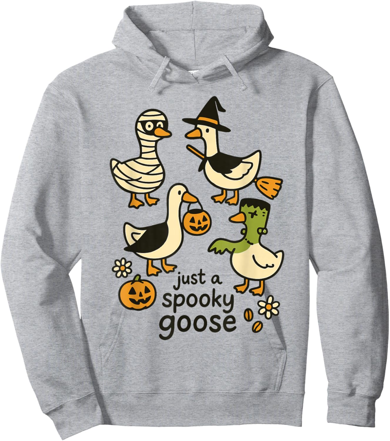Just A Spooky Goose Funny Halloween Cartoon Hoodie - Hoodie | Ash