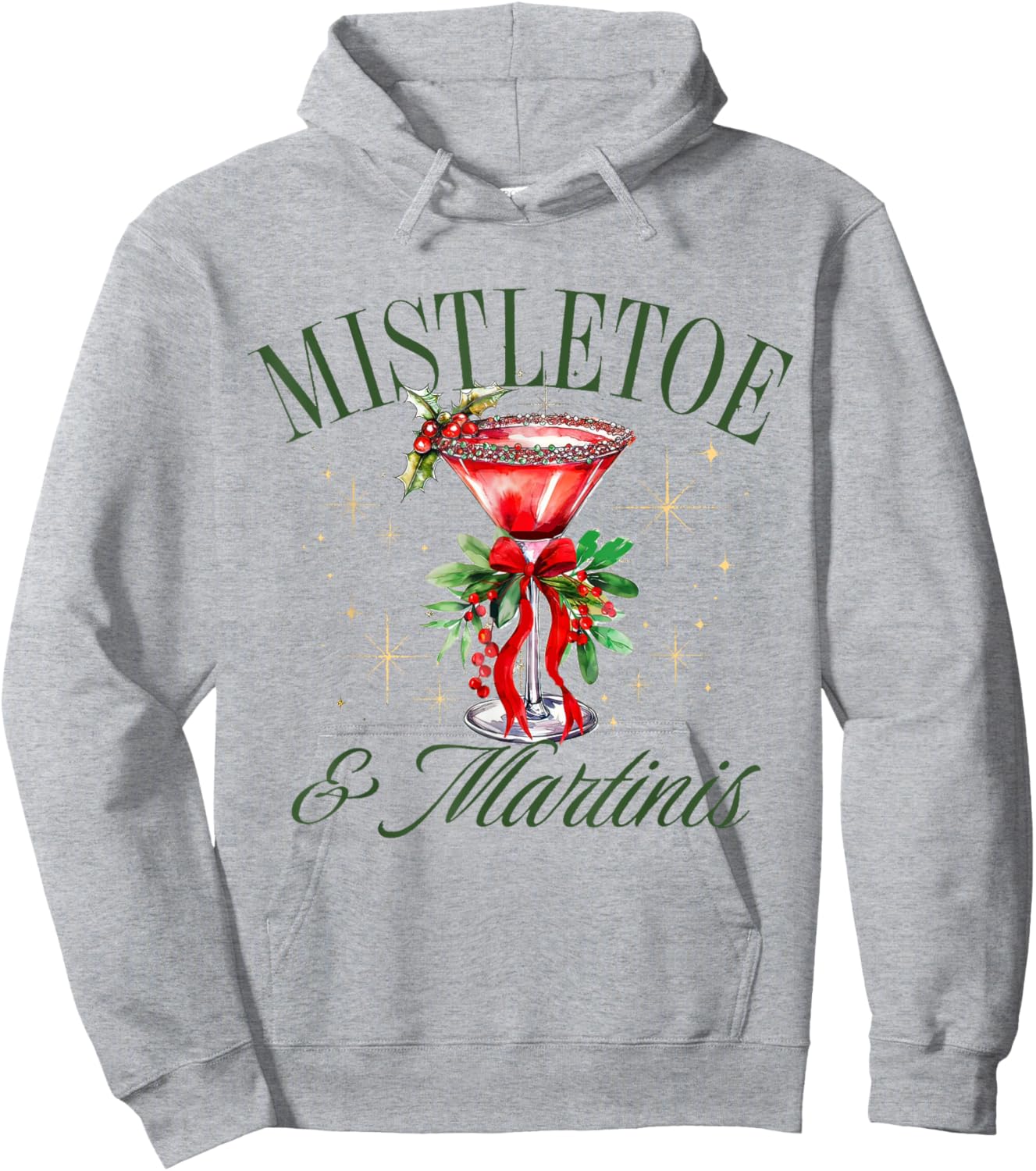 Mistletoe And Martinis, Christmas Mistletoe Xmas Holiday Hoodie - Hoodie | Ash
