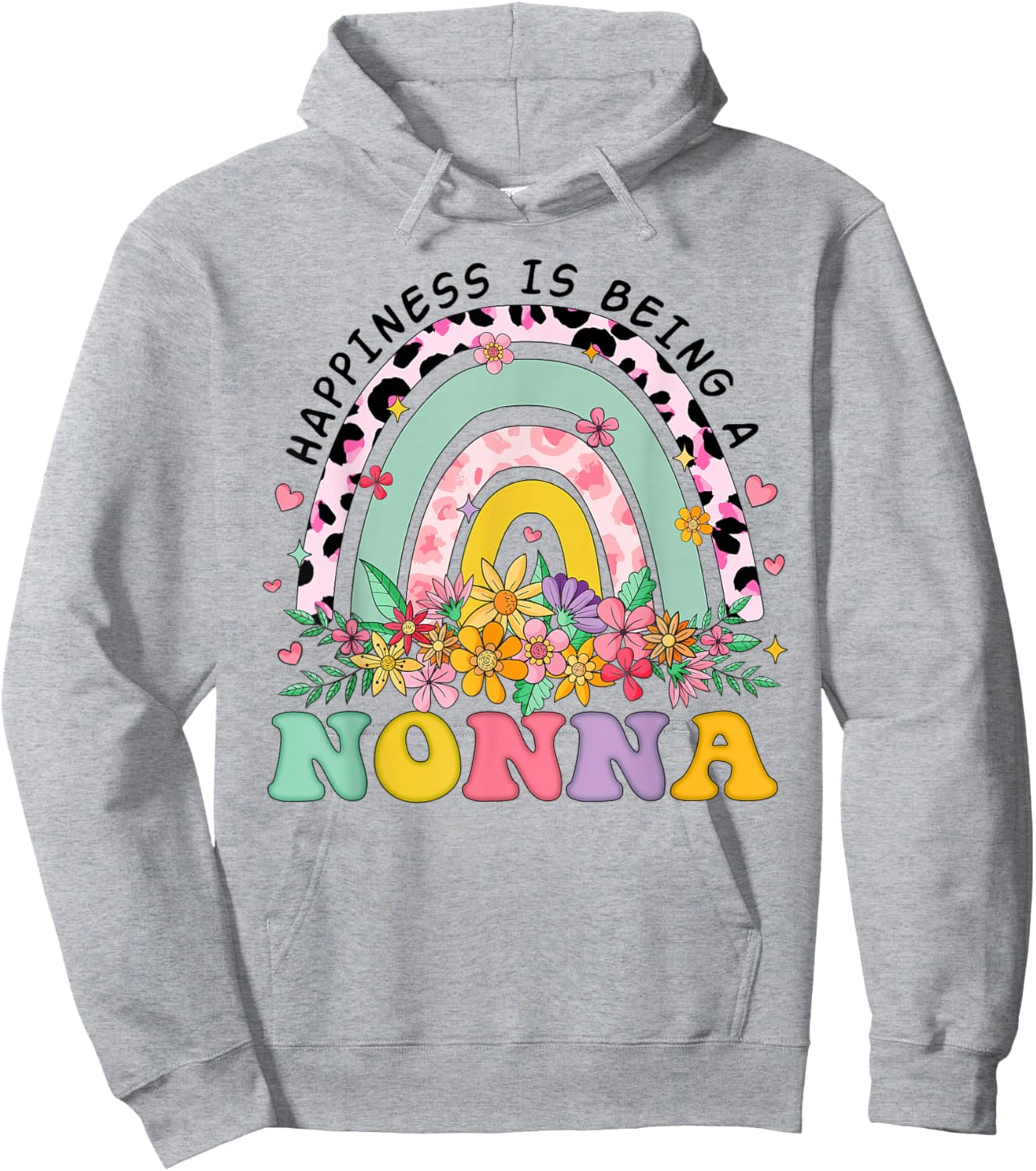 Happiness is Being A Nonna Rainbow Flowers Nonna Hoodie - Hoodie | Ash