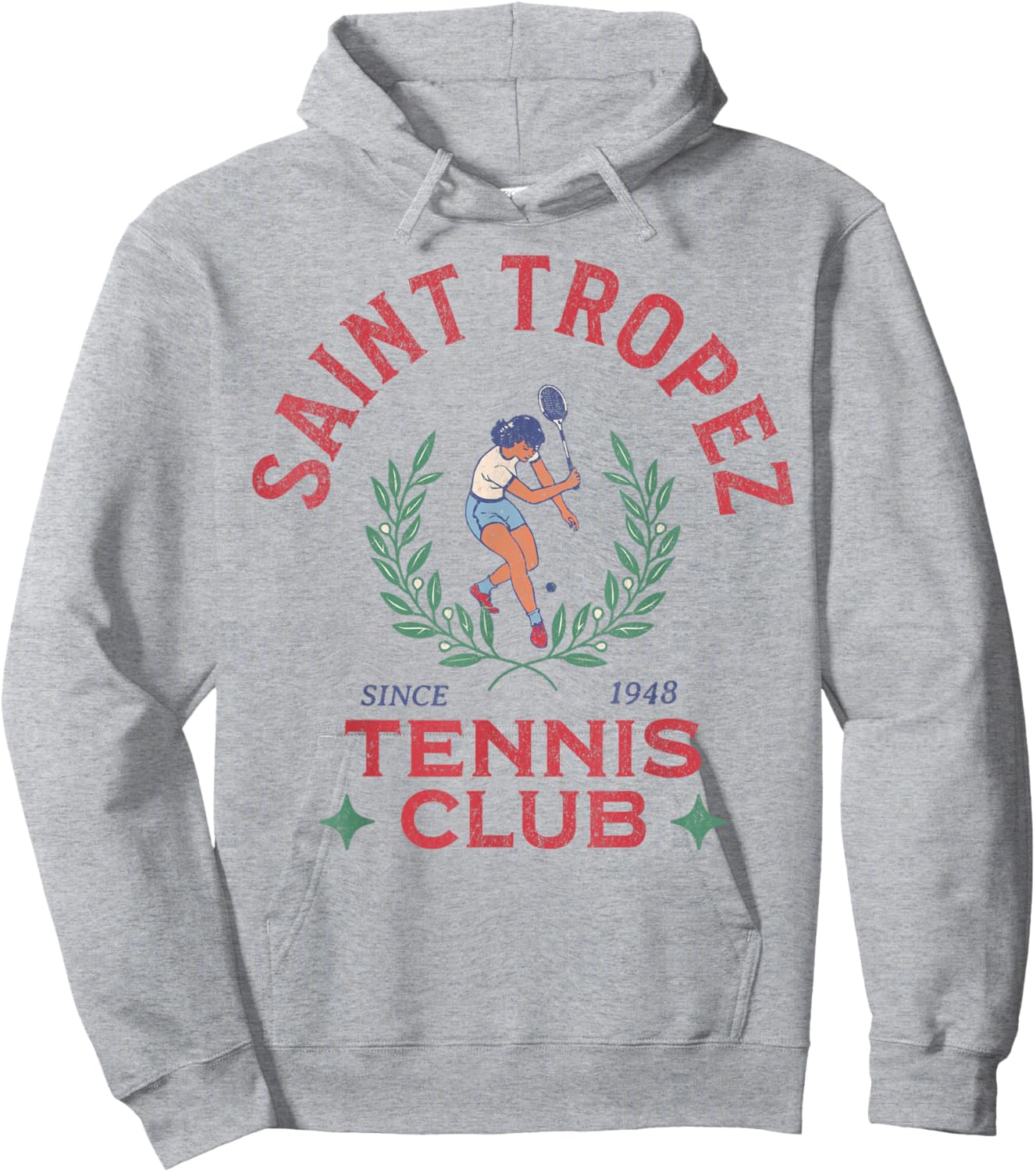 Saint-Tropez France Retro Vintage Tennis Club Hoodie - Hoodie | Ash