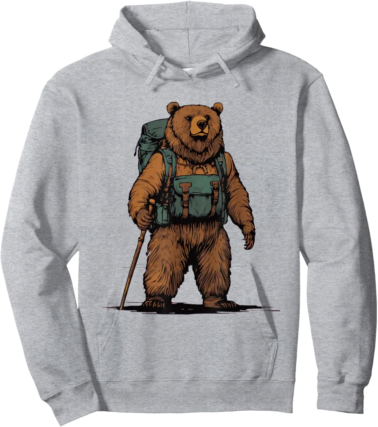 Grizzly Backpacker Mountain Forest Wildlife Camping Hiking Hoodie - Hoodie | Ash