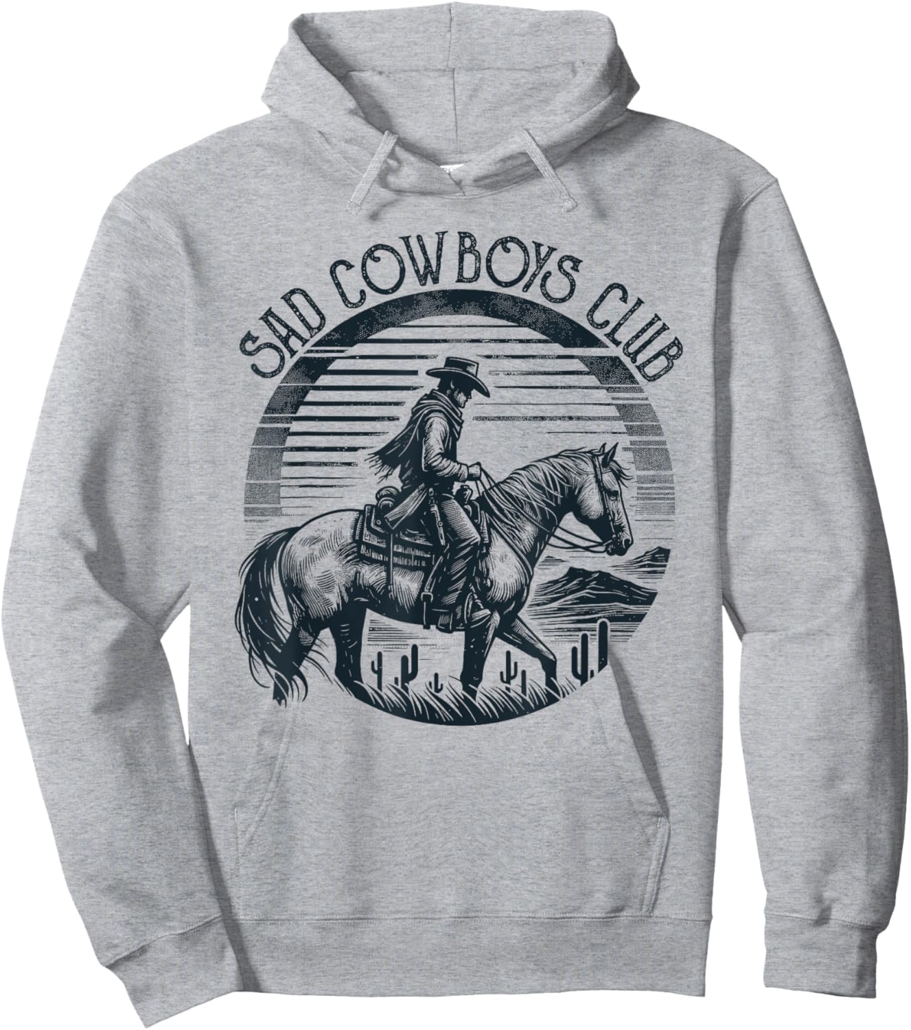 Retro Sad Cowboys Club, Sad Country Music Style Enthusiast Hoodie - Hoodie | Ash