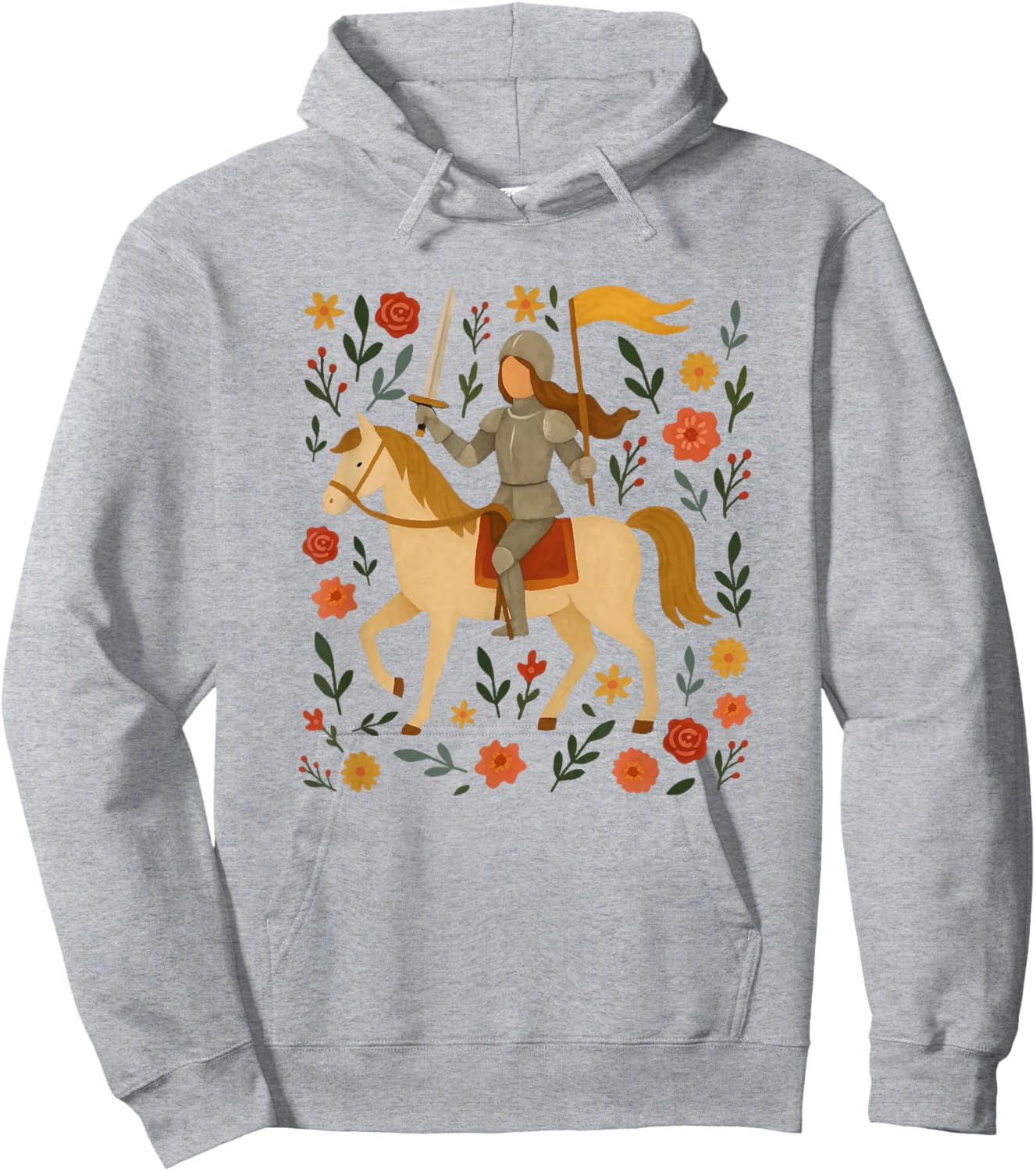 Joan Flower Art Catholic Cute Graphic Hoodie - Hoodie | Ash