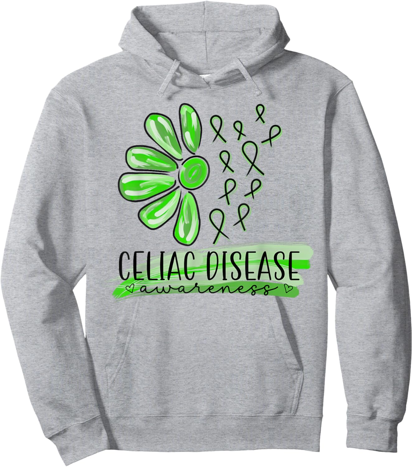 Celiac Disease Awareness Trendy Floral Messy Brushstroke Hoodie - Hoodie | Ash