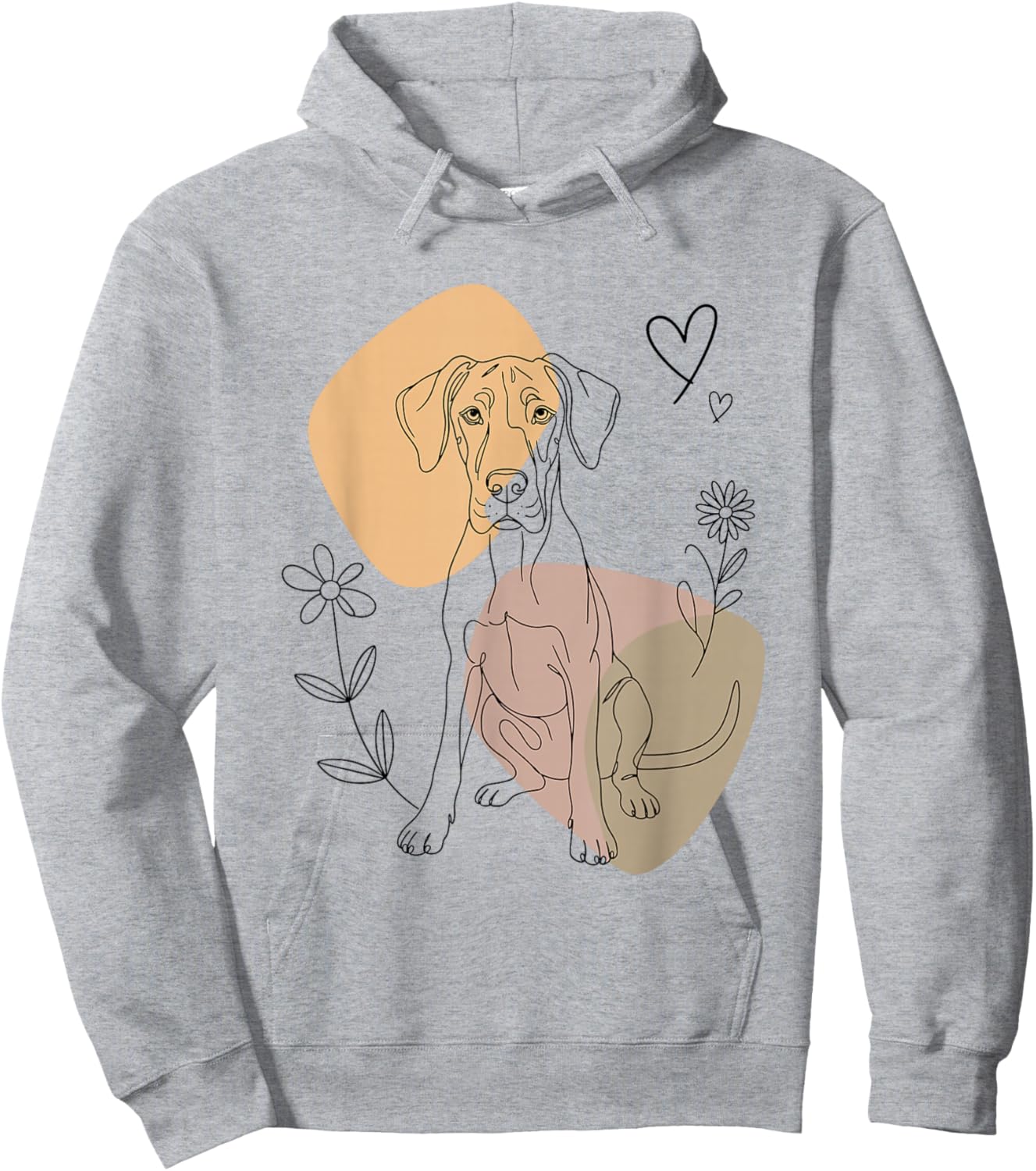 Line Art Great Dane Minimalist Hoodie - Hoodie | Ash