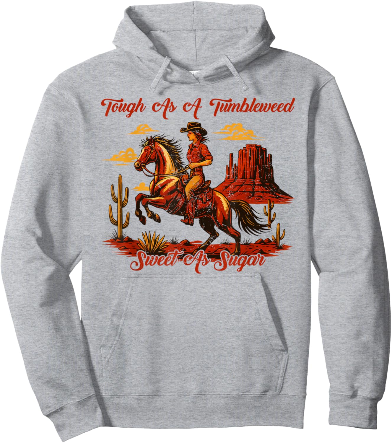 Vintage Tough As A Tumbleweed Sweet As Sugar Retro Western Hoodie - Hoodie | Ash