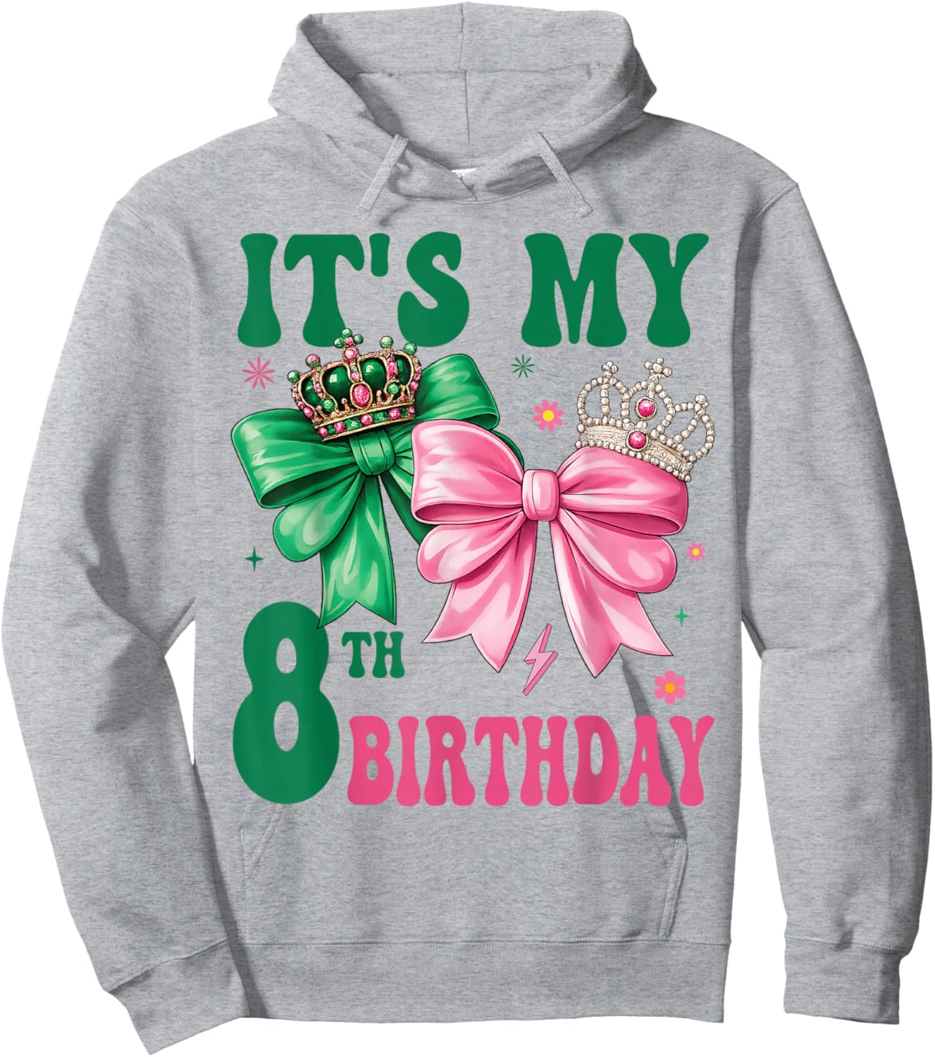 8th Birthday Girl Its My 8th Birthday Pink Coquette Bow Hoodie - Hoodie | Ash