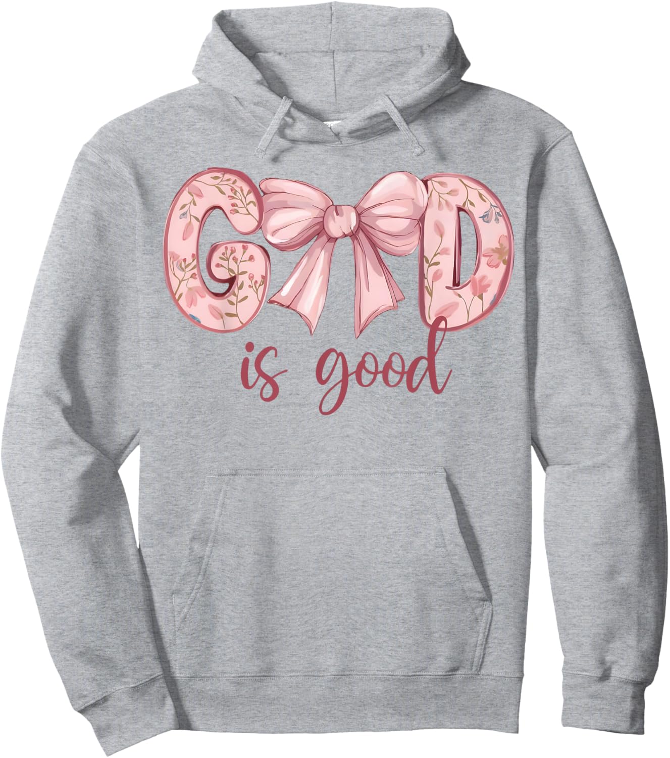 God Is Good Pink Coquette Bow Bible Verse Quote Christian Hoodie - Hoodie | Ash
