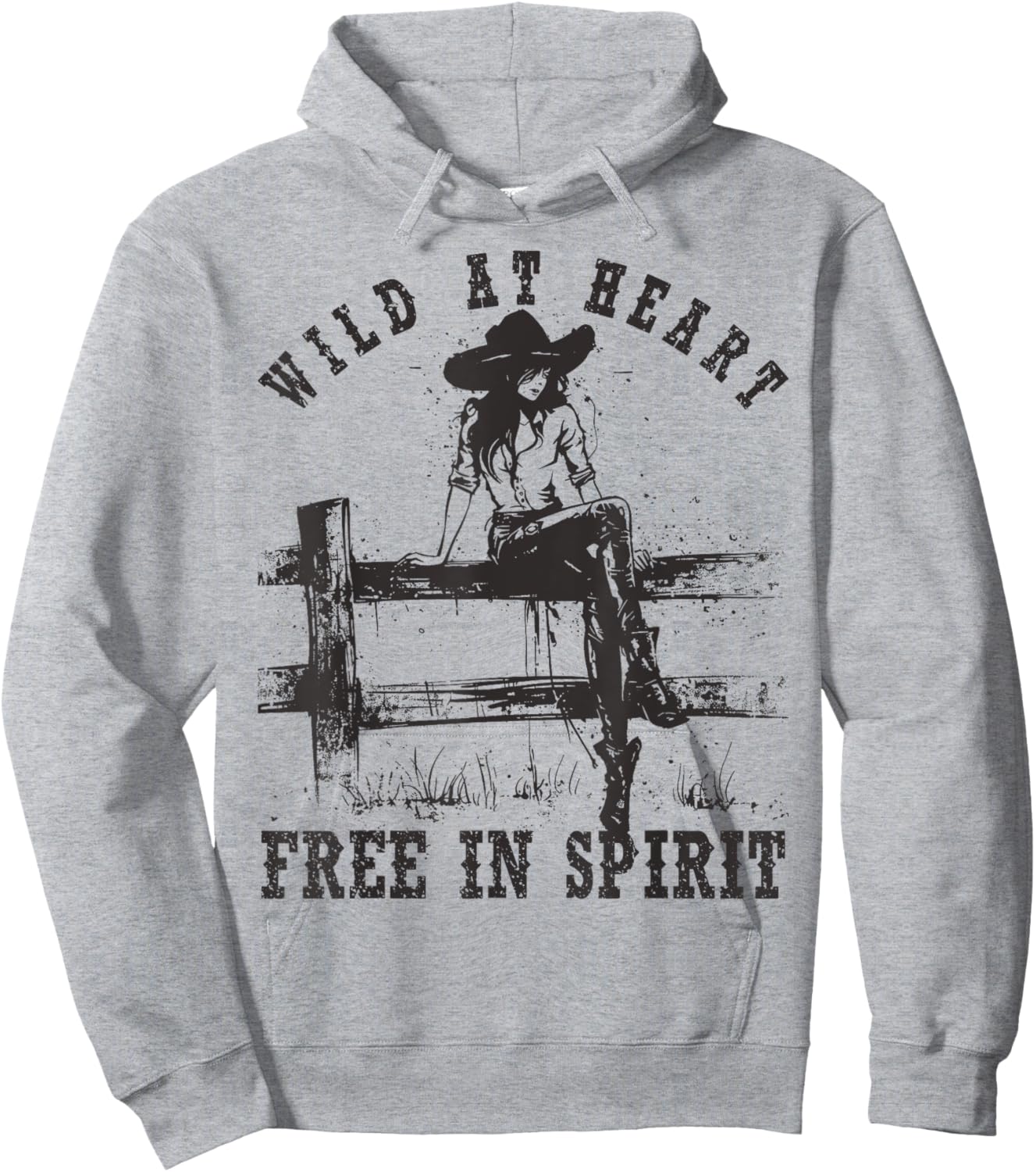 Wild at Heart Free in Spirit Cowgirl Vintage Western Hoodie - Hoodie | Ash