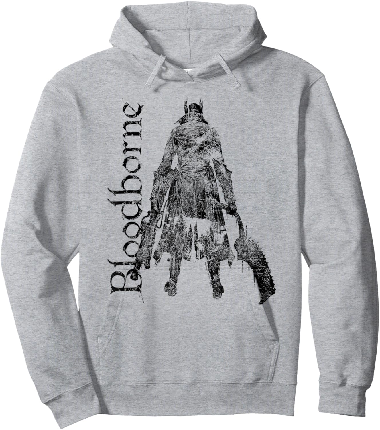 Bloodbourne Hunter Silhouette with Logo Dark Video Game Hoodie - Hoodie | Ash