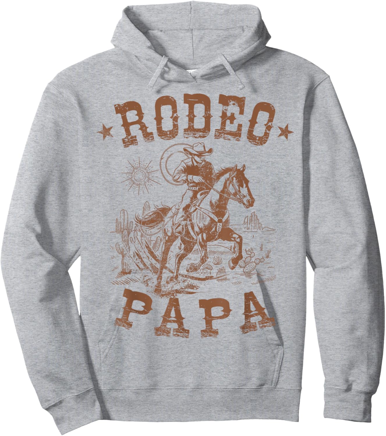 Rodeo Papa Western Cowboy Family Matching Father's Day Hoodie - Hoodie | Ash