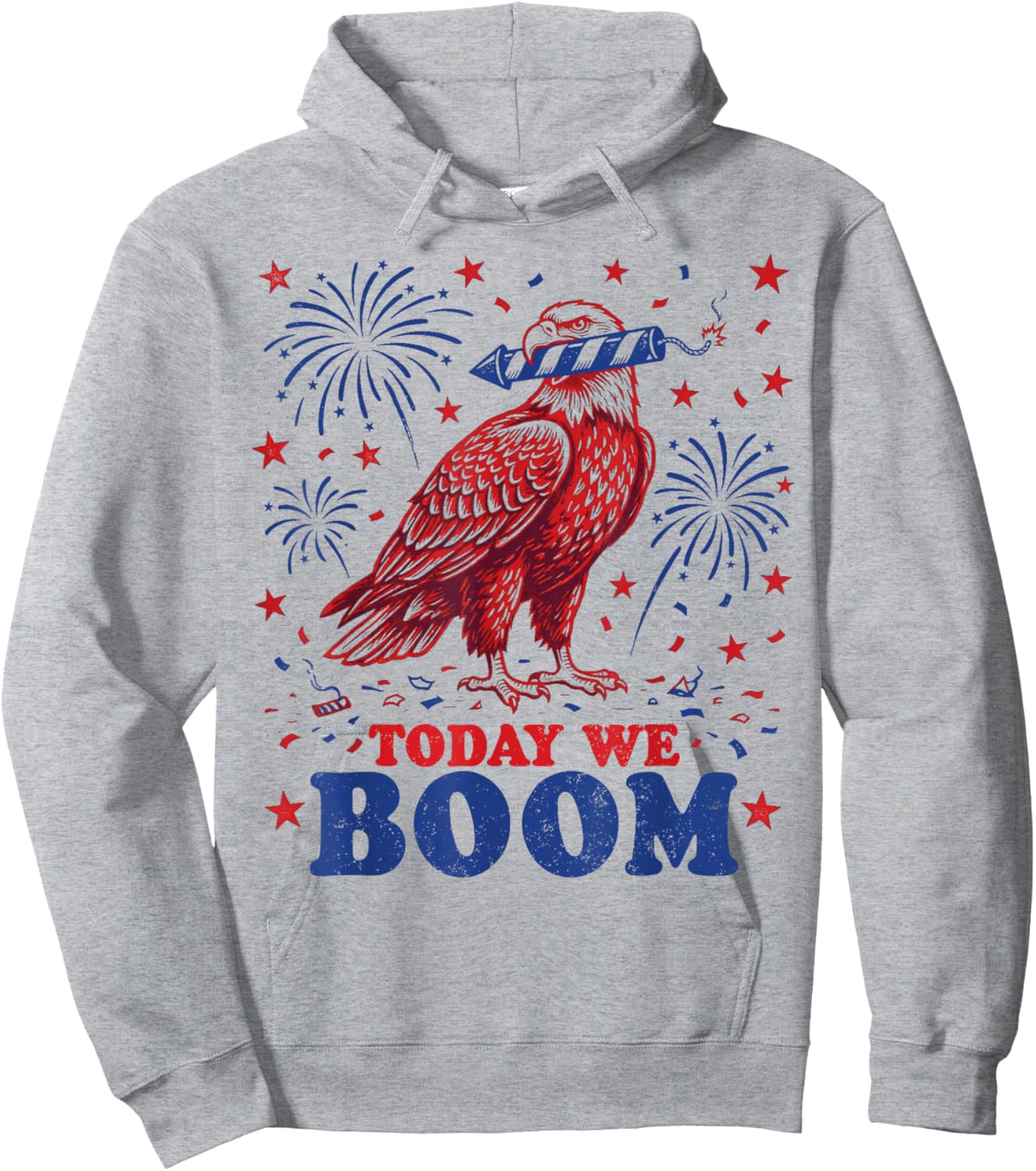 4th of July Eagle Beer Today We Boom Fireworks Hoodie - Hoodie | Ash