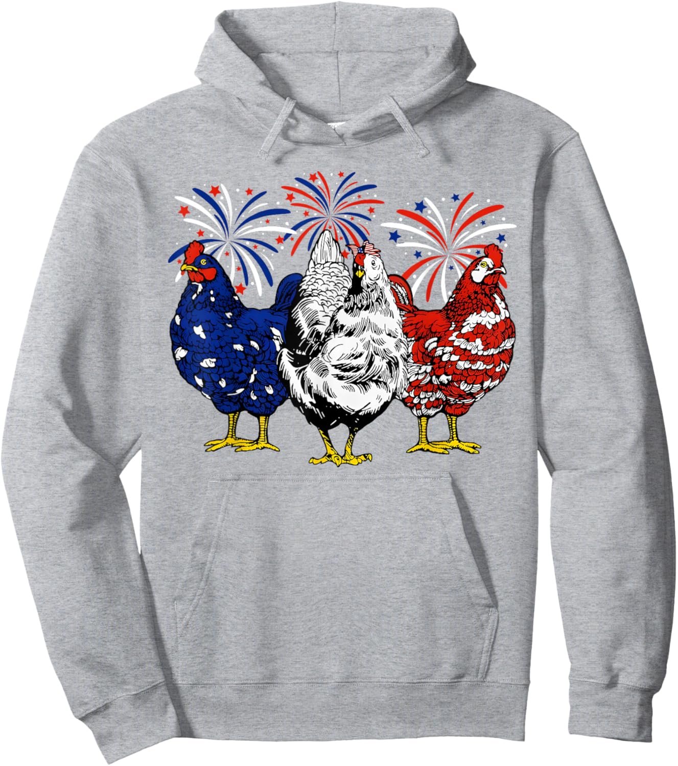 Chicken USA Flag Patriotic Chicken Lover 4th of July Men Hoodie - Hoodie | Ash