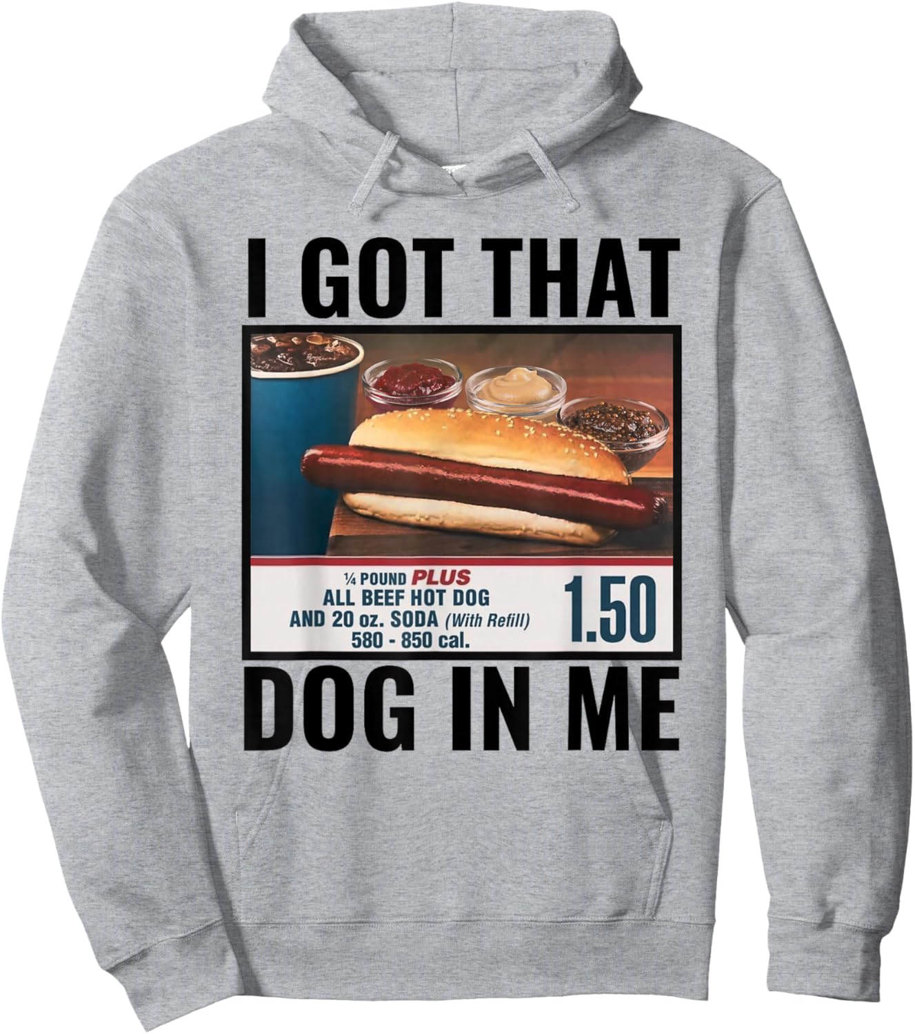 I Got That Dog In Me Funny Retro Vintage Sports Meme Hotdog Hoodie - Hoodie | Ash