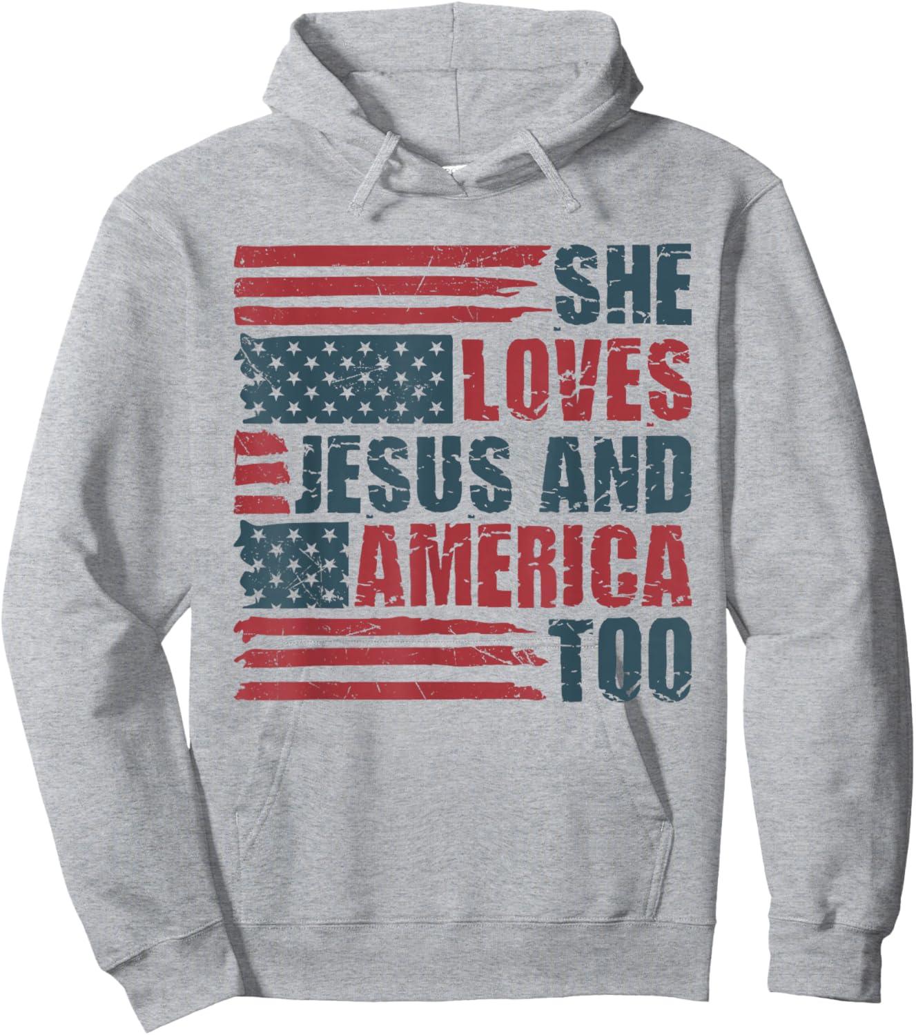 She Loves Jesus And America Too 4th Of July Patriotic Retro Hoodie - Hoodie | Ash