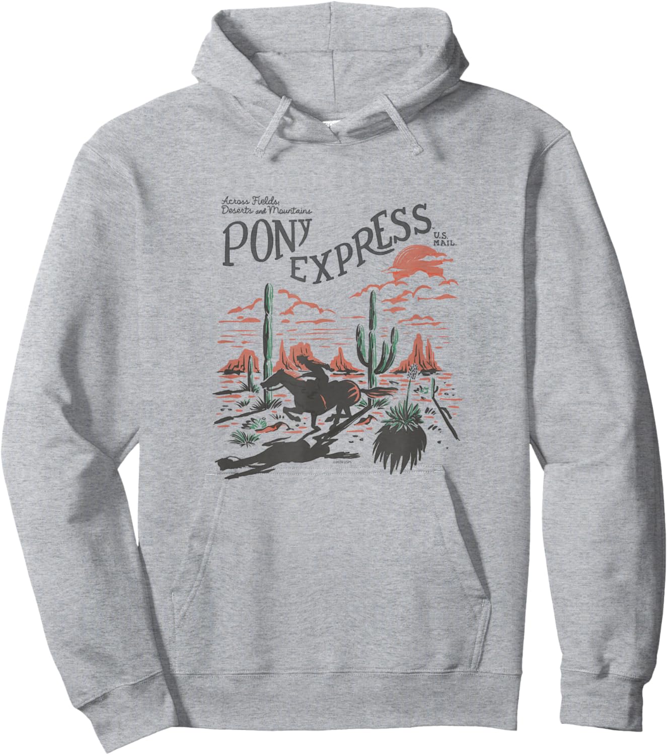 USPS - Pony Express Across Fields, Deserts, and Mountains Hoodie - Hoodie | Ash