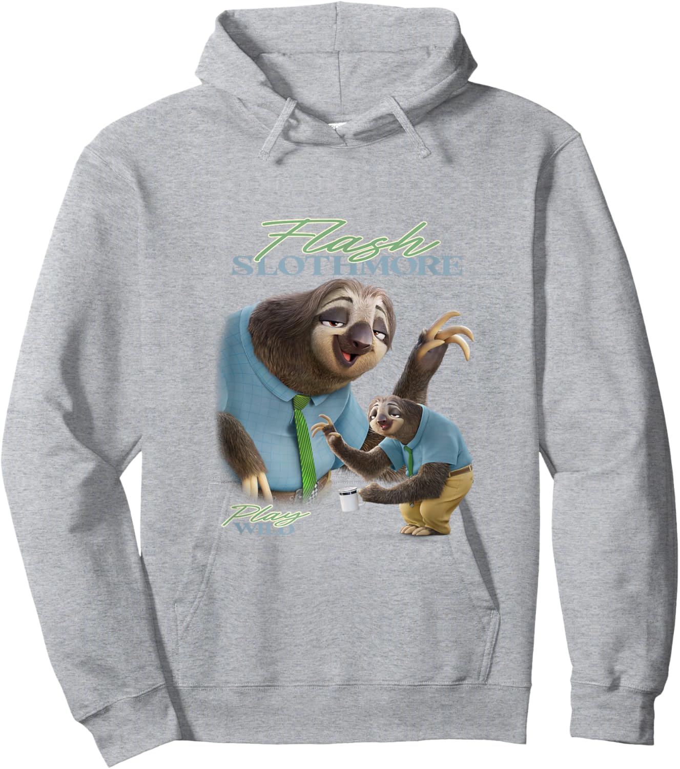 Disney Zootopia 2 Flash Slothmore Play Wild Wave with Coffee Hoodie - Hoodie | Ash