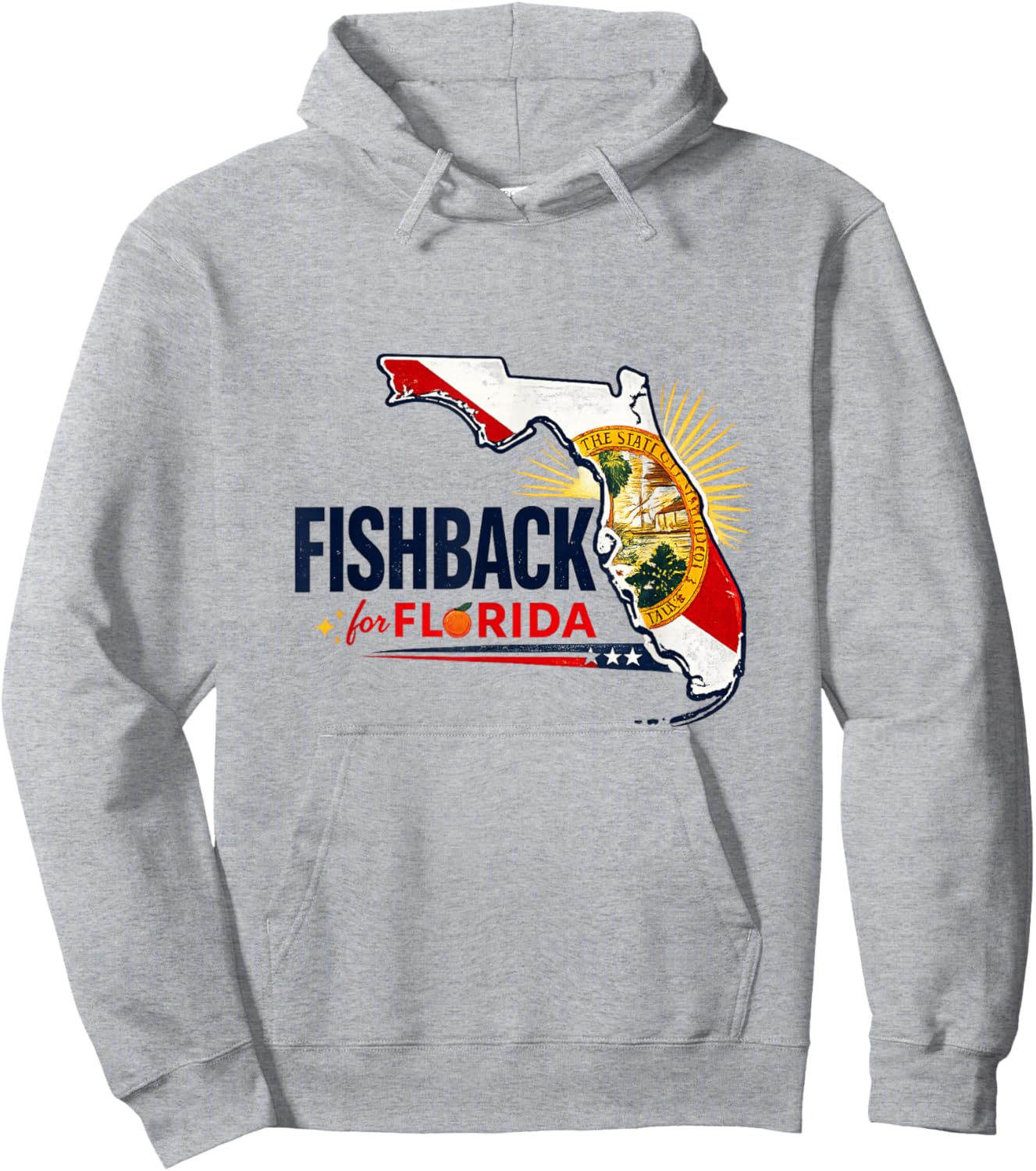Bold Florida First, Florida Orange Fishback State Leadership Hoodie - Hoodie | Ash