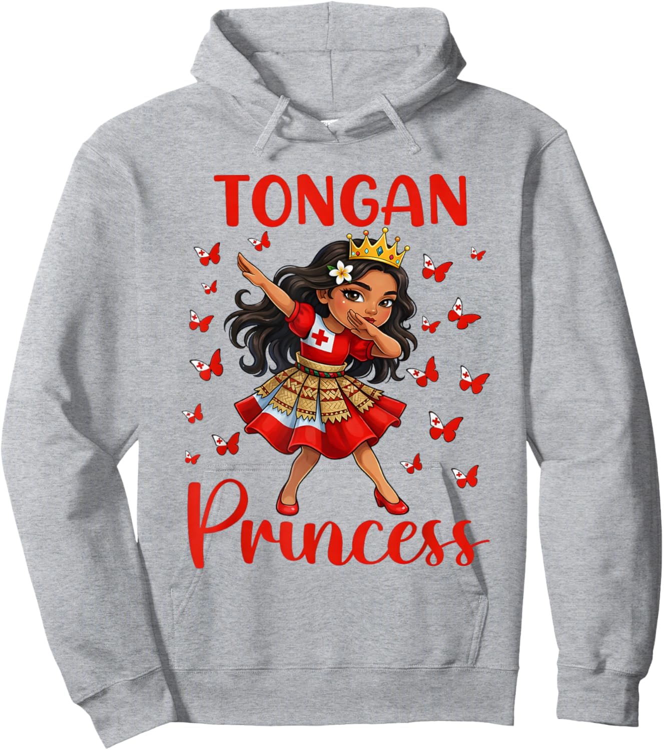 Funny Tongan Girl Dabbing Princess Tonga Flag Culture Kids Hoodie - Hoodie | Ash
