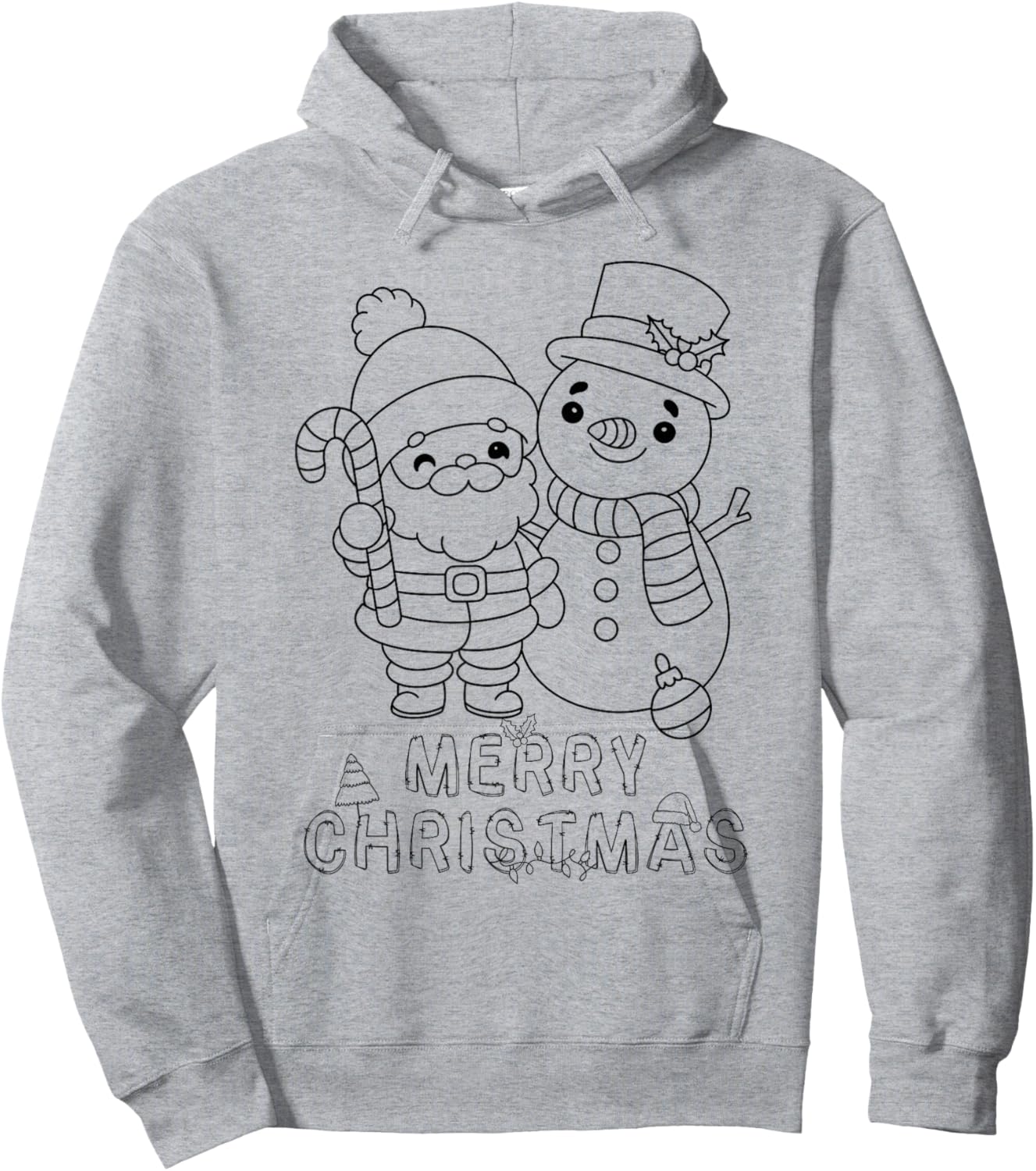 Merry Christmas Santa Claus Snowman XMAS DIY Kids Coloring Hoodie - Hoodie | Ash