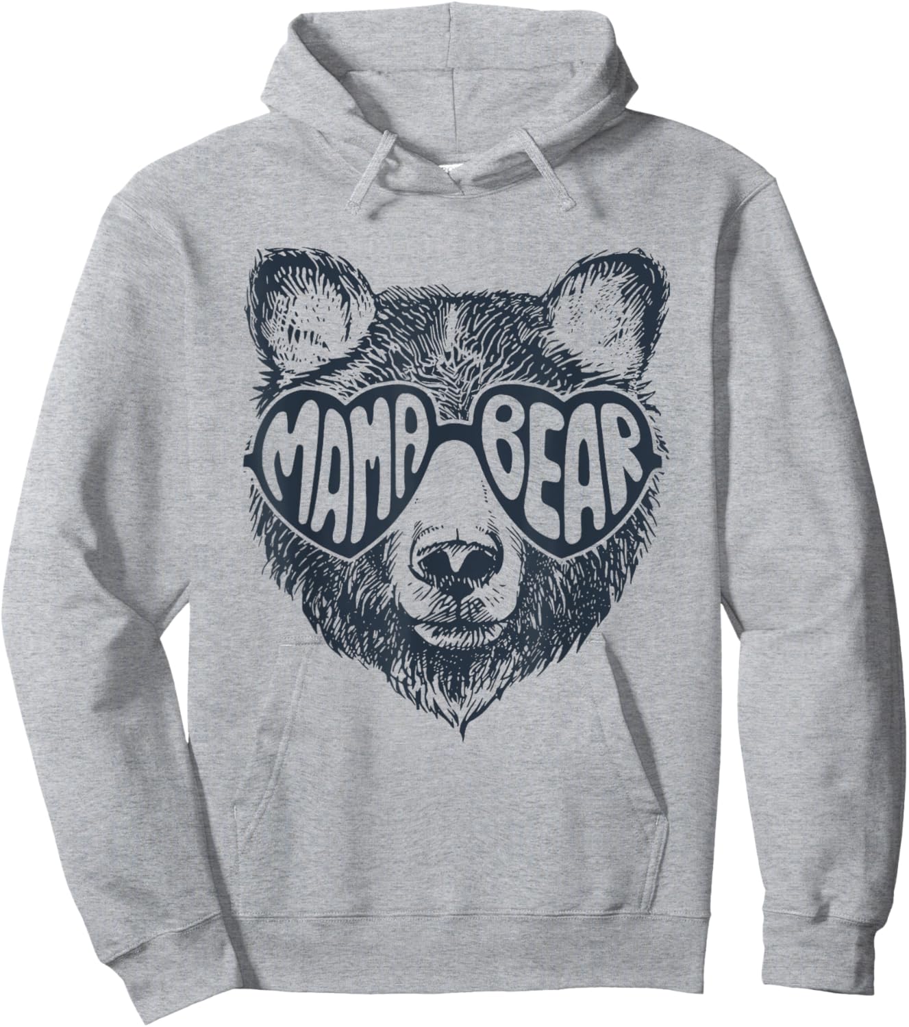 Mama Bear Face Sunglasses Print Mother's Day Hoodie - Hoodie | Ash