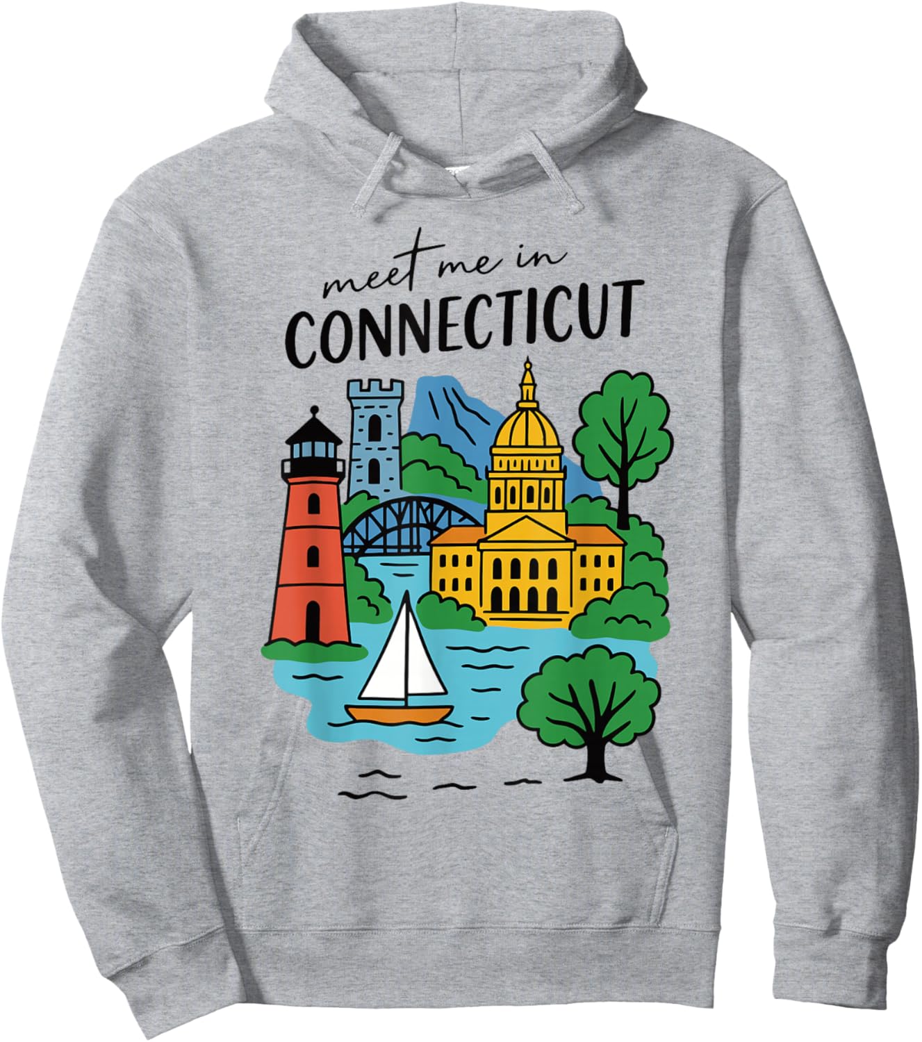 Meet me in Connecticut - Cute US State Travel Retro Design Hoodie - Hoodie | Ash