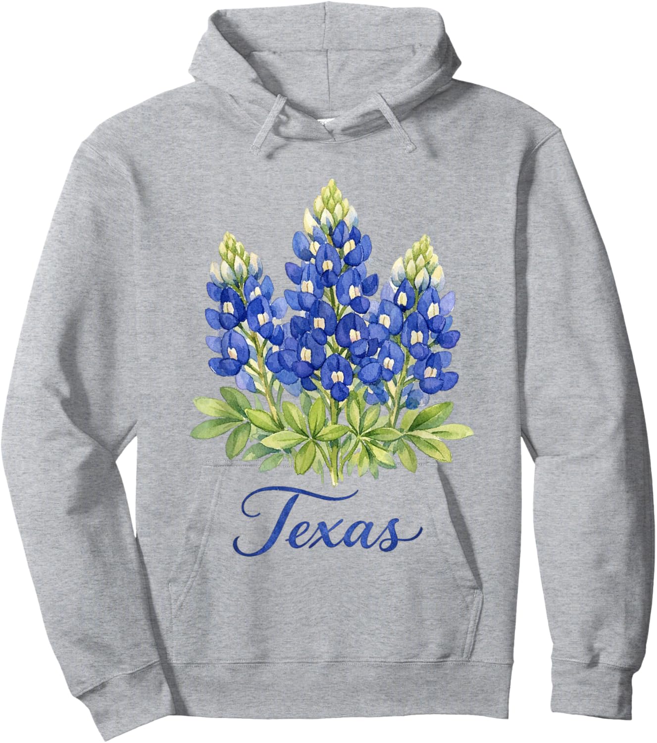 Texas Floral Art Bluebonnet Botanical Hoodie - Hoodie | Ash