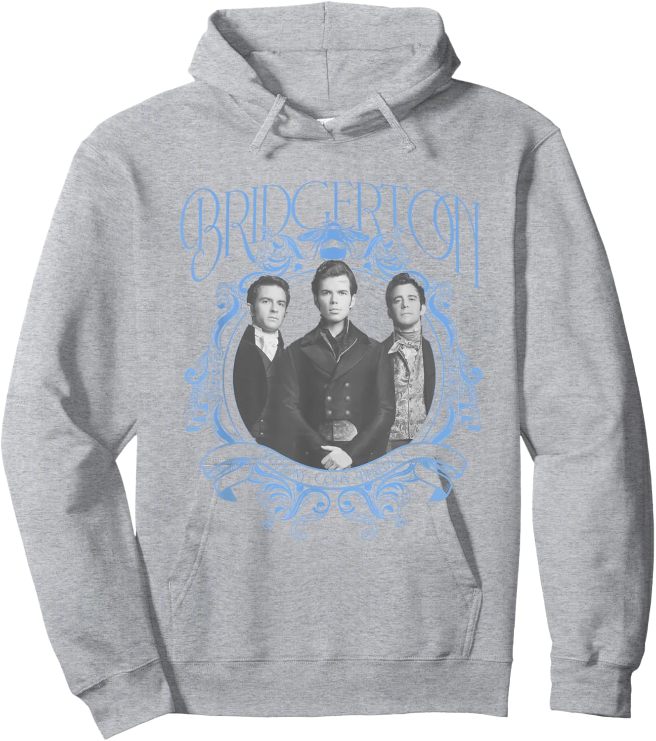 Bridgerton Vintage Chest Portrait - , Blue, Small, Short Sleeve, Classic Fit, Crew Collar, Polyester 65% Cotton 35% Hoodie - Hoodie | Ash