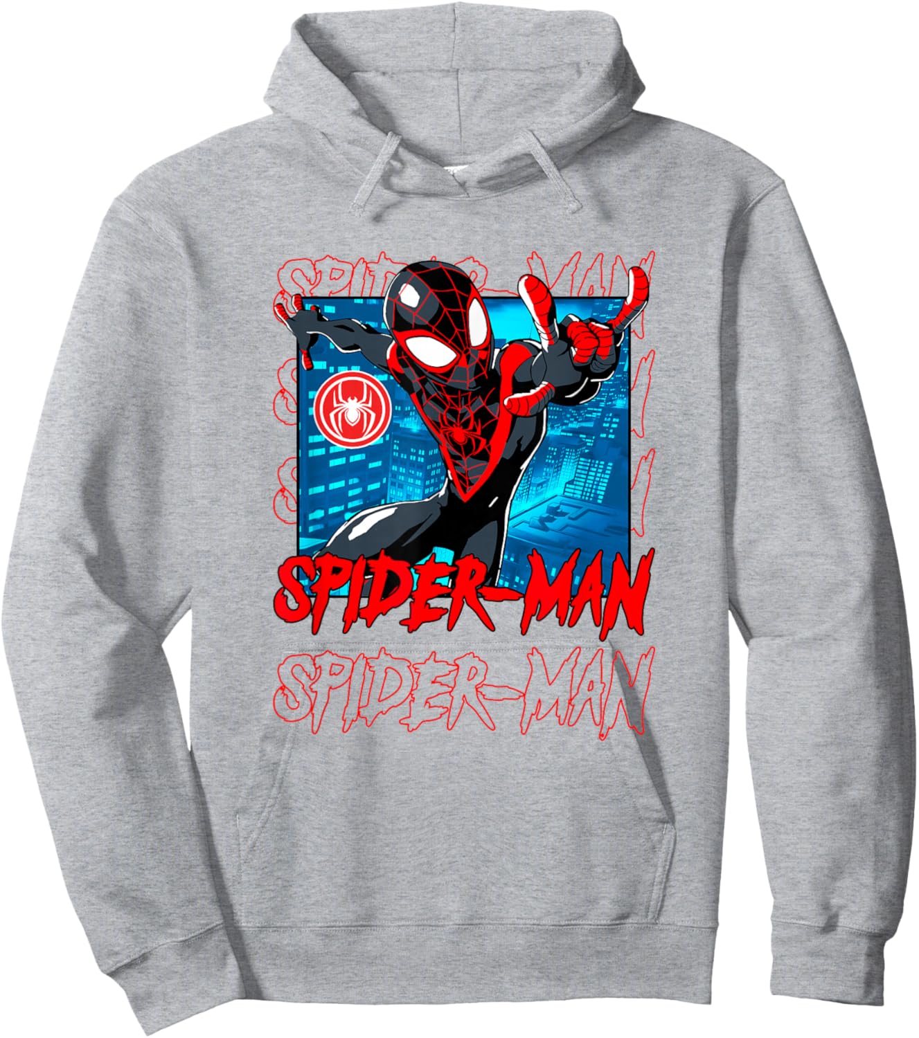Marvel Comics Spider-Man Miles Morales Spider Emblem Panel Hoodie - Hoodie | Ash