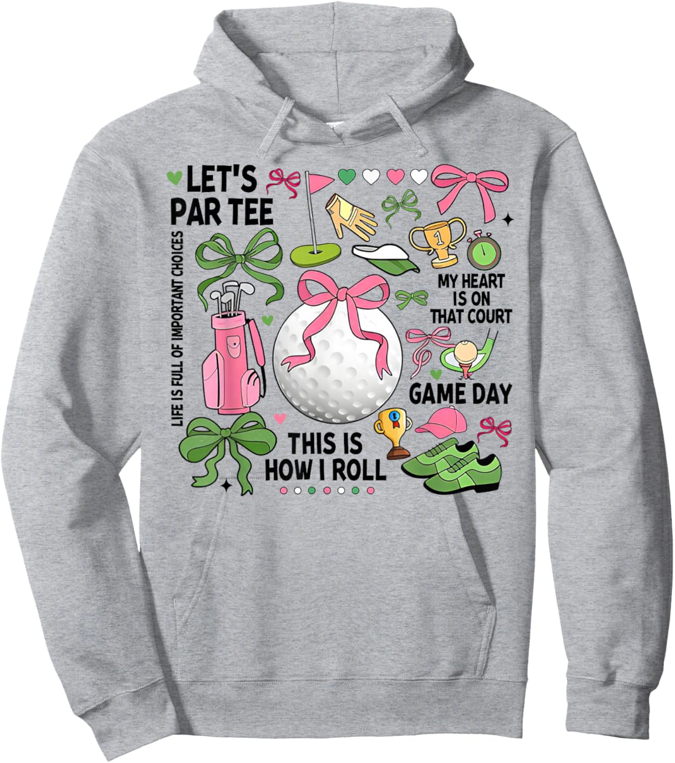 Golf Game Day Coquette Bow Golf Girls Hoodie - Hoodie | Ash
