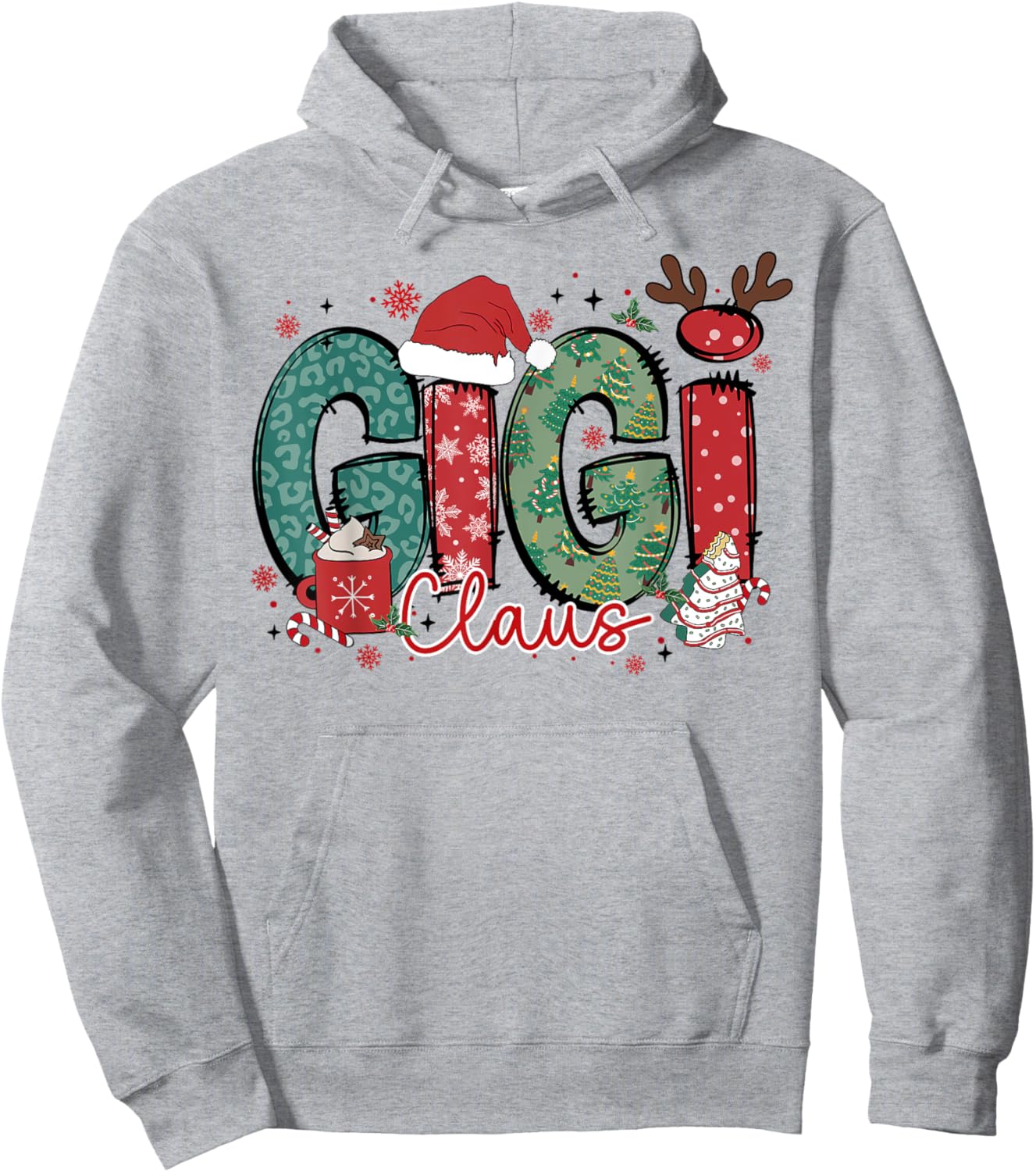Gigi Claus Christmas Pajama Santa Claus Family Matching Hoodie - Hoodie | Ash
