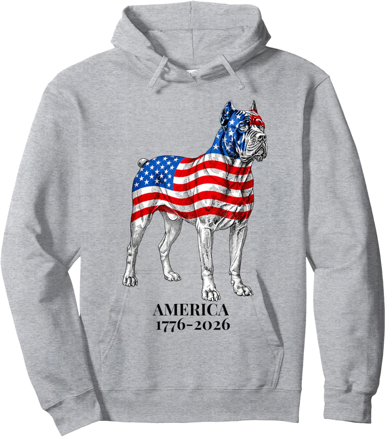 America 1776-2026 Cane Corso Dog American Flag 250th Hoodie - Hoodie | Ash