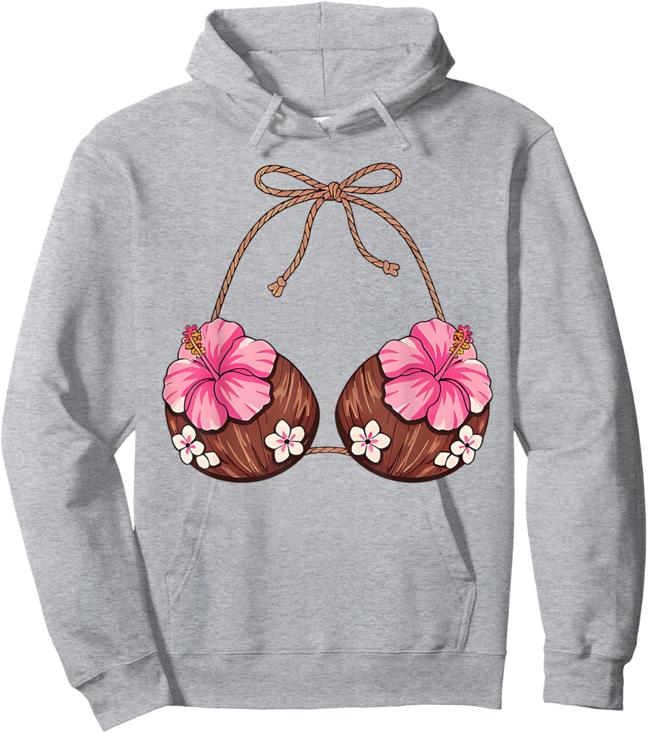 Coconut Bra Hawaiian Tropical Costume Luau Party Hawaii Girl Hoodie - Hoodie | Ash