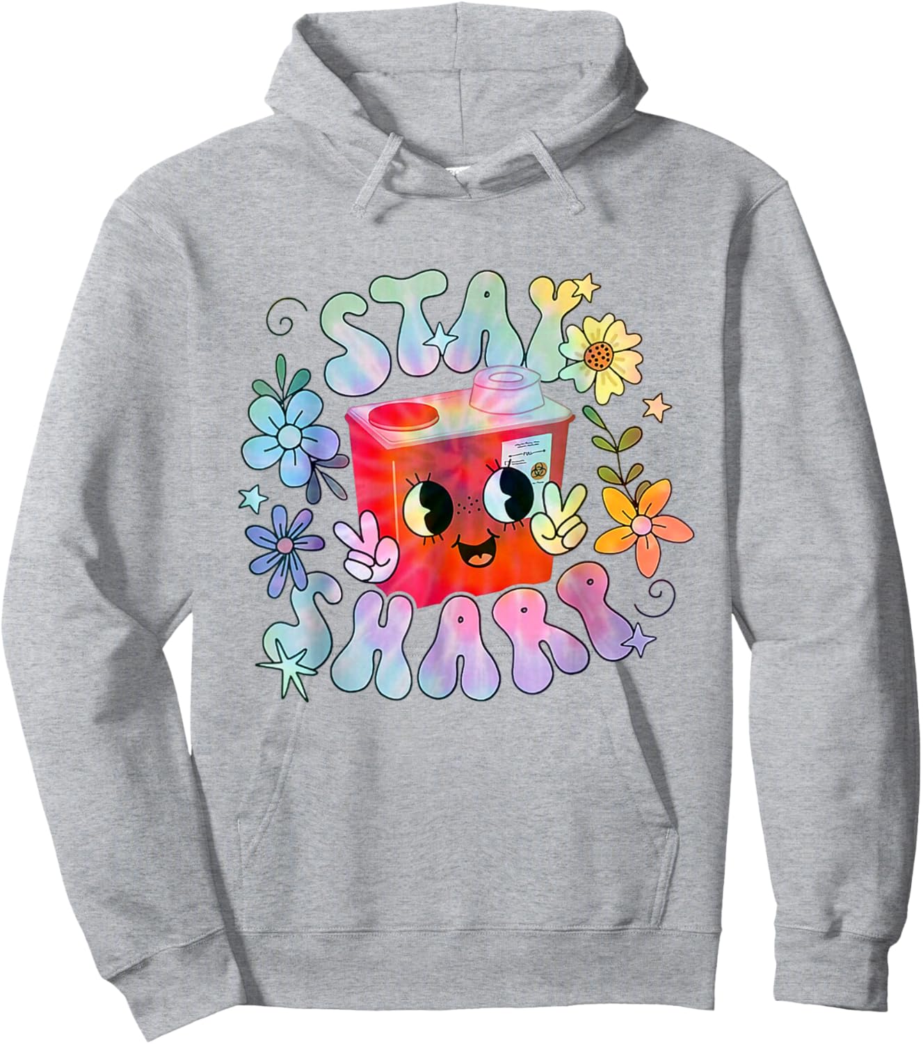 Women Stay Sharp Funny Phlebotomist Infusion Nurse Tie Dye Hoodie - Hoodie | Ash