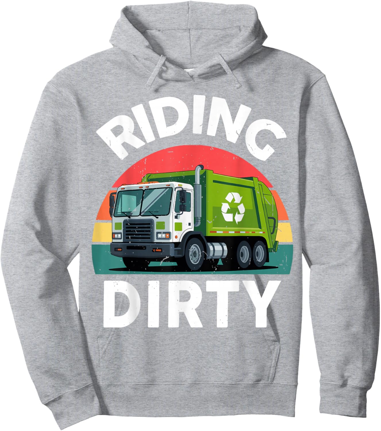 Toddler Riding Dirty Garbage Truck Funny Recycling Boy Baby Hoodie - Hoodie | Ash