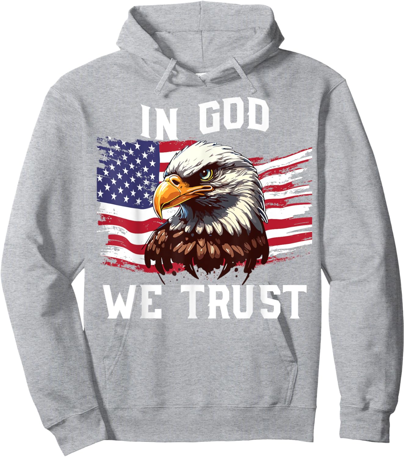 Men In God We Trust 4th July American Flag Eagle Boy Toddler Hoodie - Hoodie | Ash