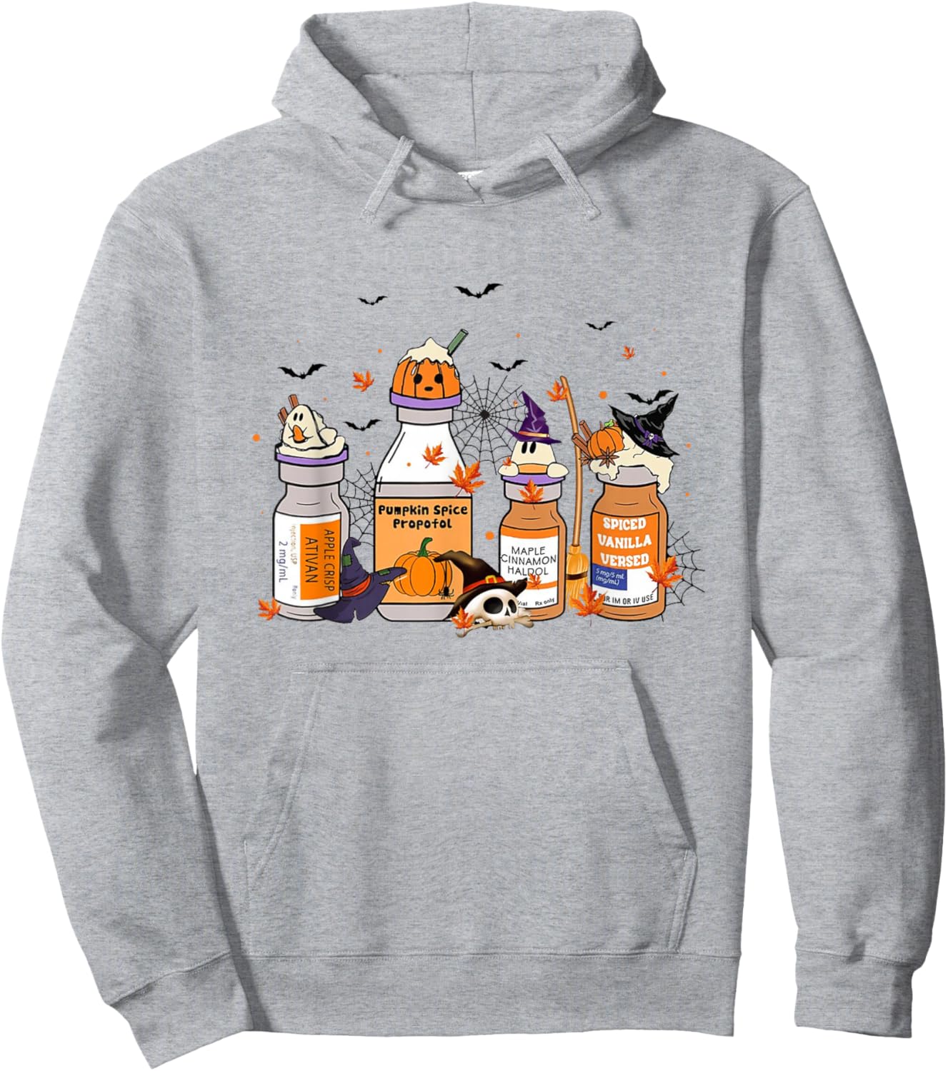 Halloween Nurse Pills Pumpkin Spice Propofol ICU Nurse Hoodie - Hoodie | Ash