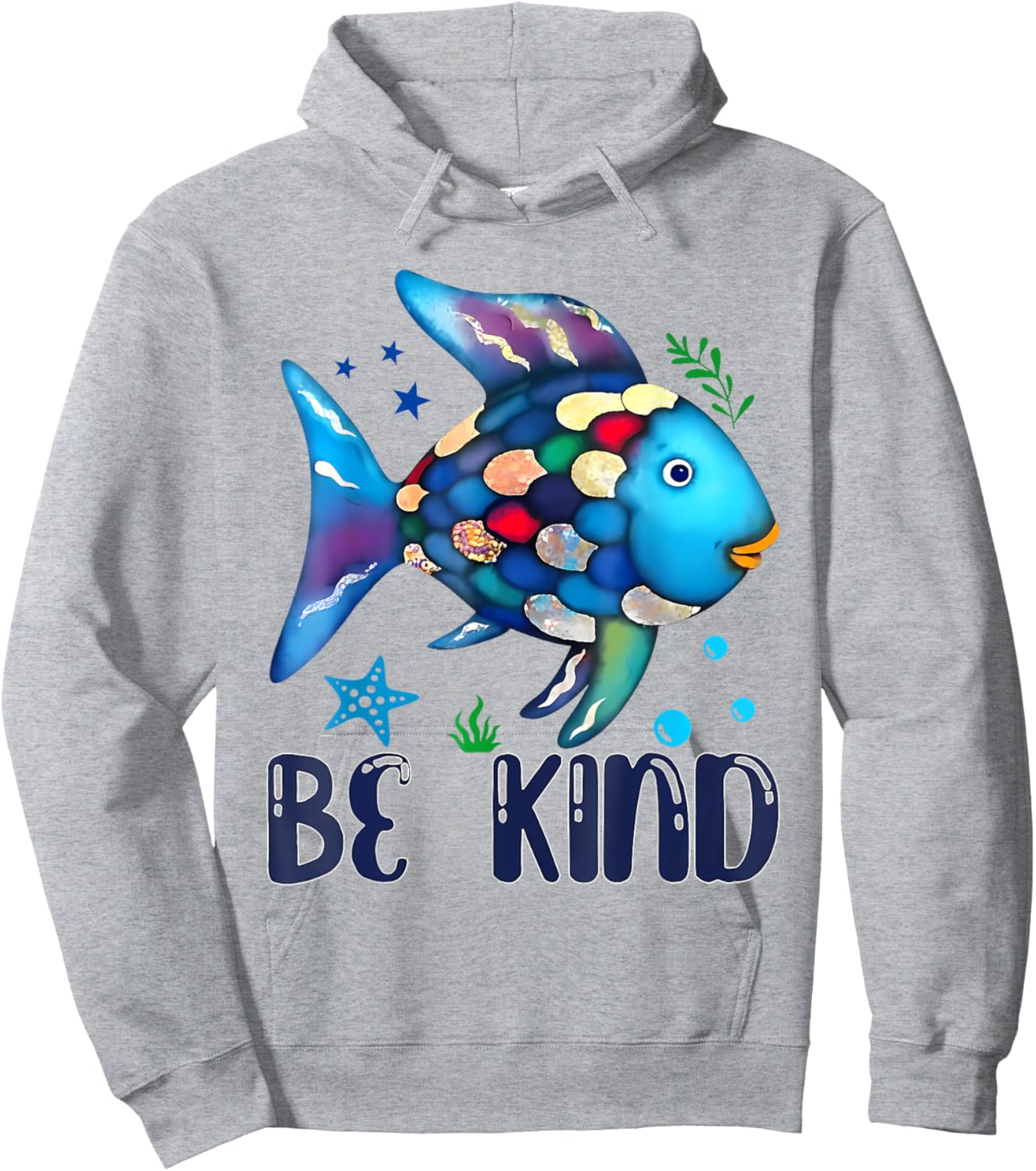 Be Kind Rainbow Fish World Book Day Rainbow Scale Fish Hoodie - Hoodie | Ash