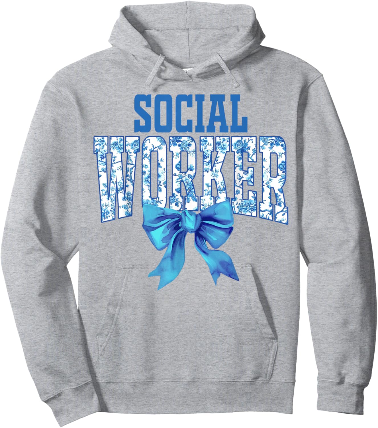 Social Worker Toile Floral Coquette Bow Month Graduation Hoodie - Hoodie | Ash