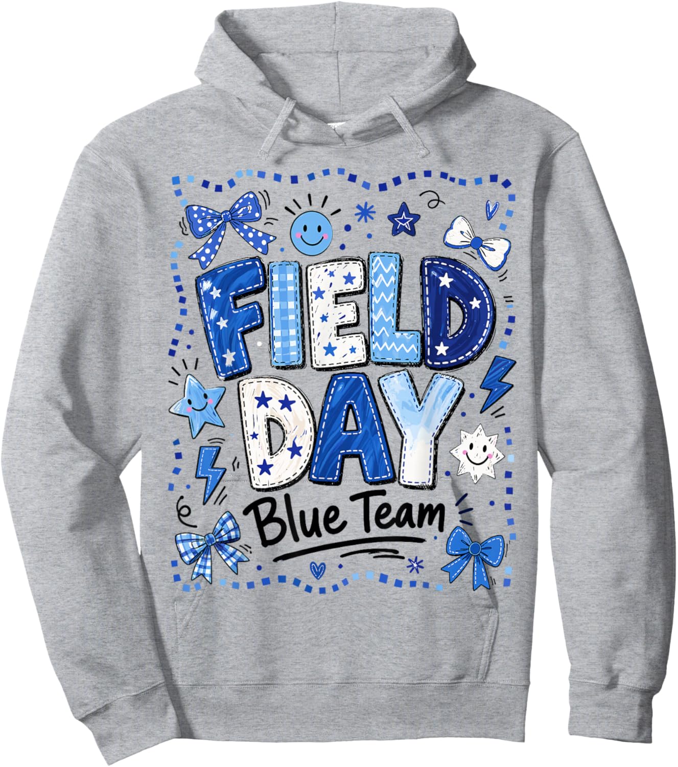 Field Day Blue Team Funny for Kids Teacher Field Day Games Hoodie - Hoodie | Ash