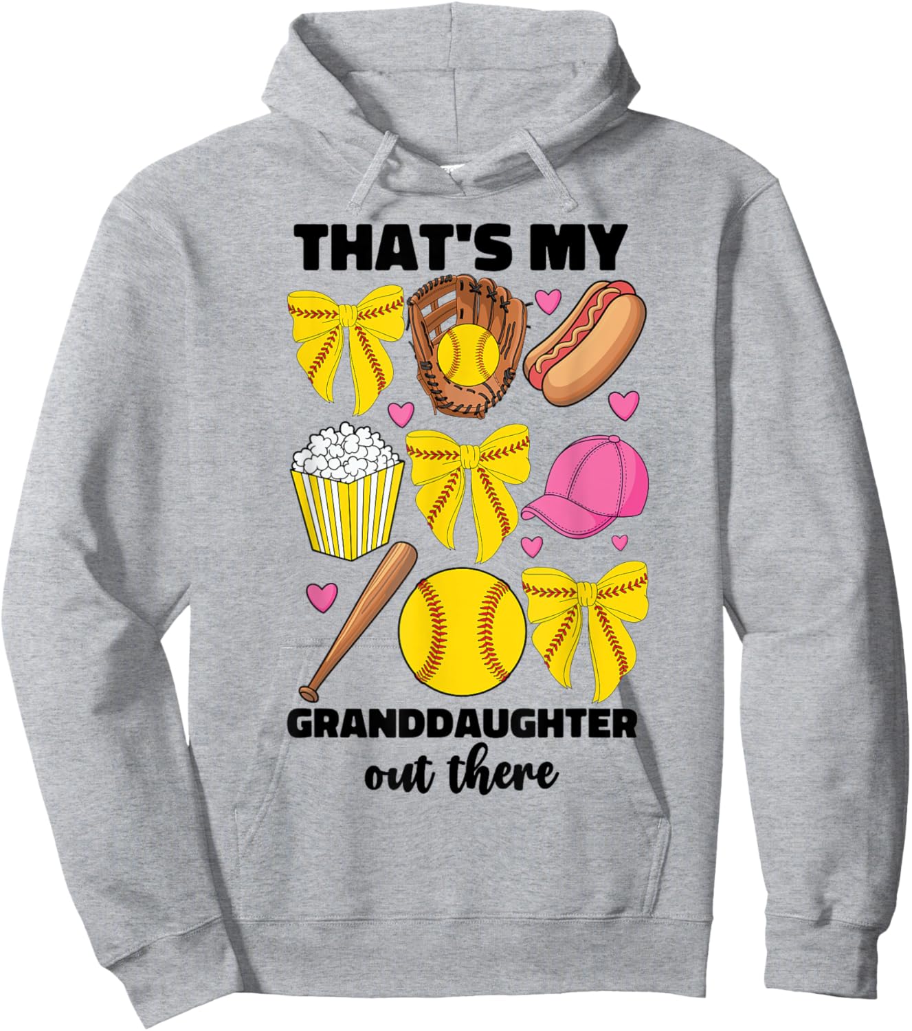 That's My Granddaughter Out There Softball Grandma Hoodie - Hoodie | Ash